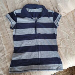 So Y2K Striped blue polo